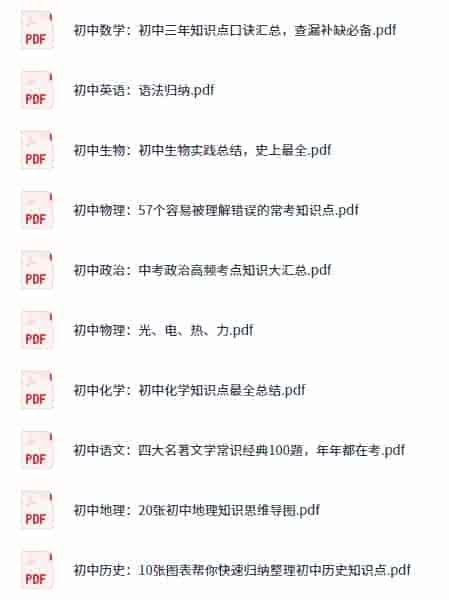2025初中全科知识清单整理【PDF】【10M】