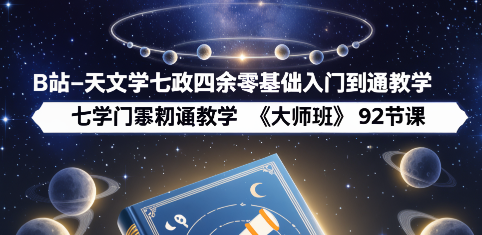 【教程】B站-天文学七政四余零基础入门到精通教学《大师班》92节课 mp4 [2.6GB]